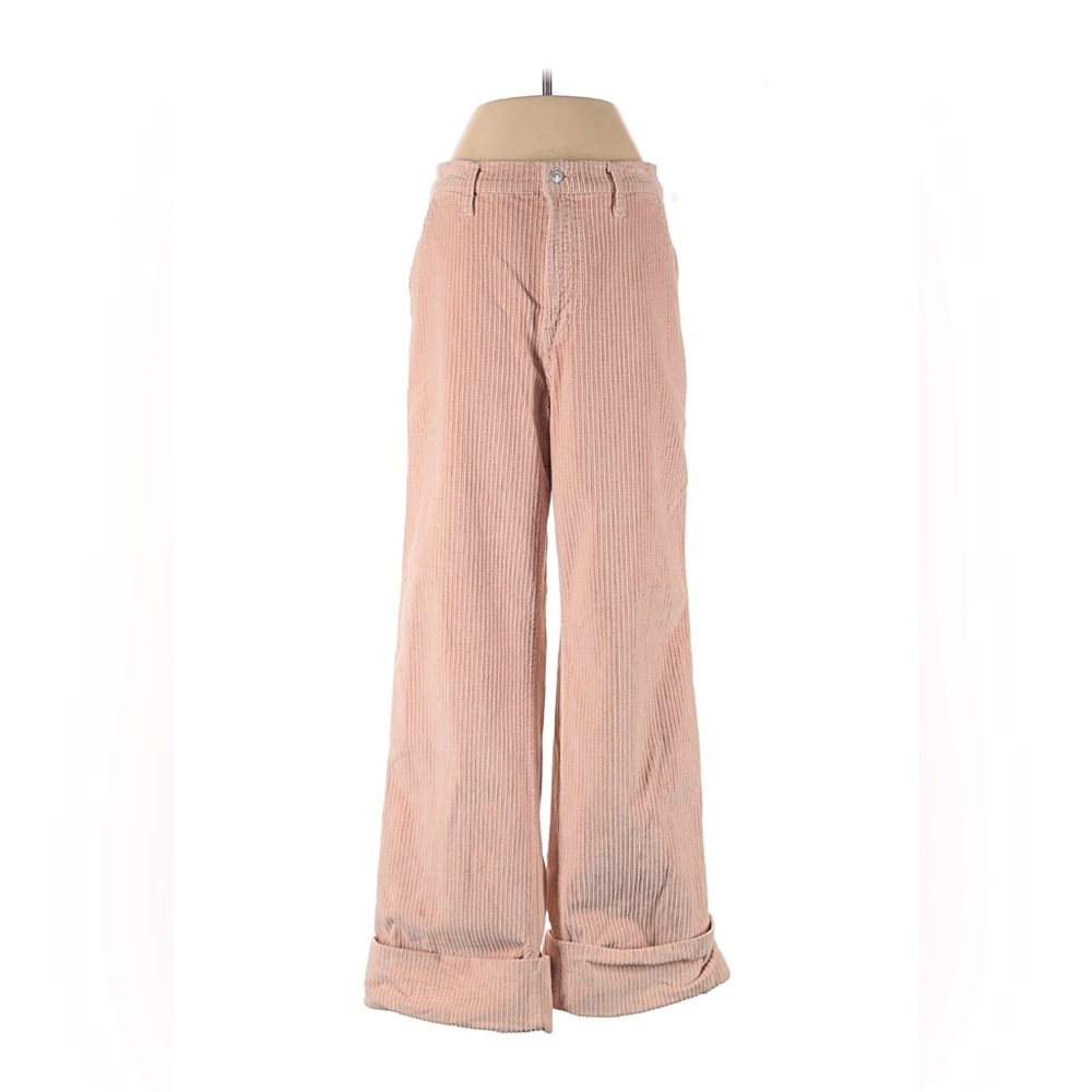 7 For All Mankind Wide Leg Flare High Waisted Corduroy Pants (Size 27, Pink)